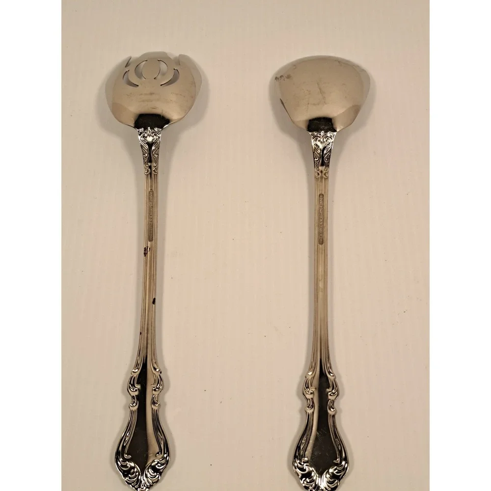 Reed & Barton Shubert Stainless 18/10 Salad Serving Set 2pc Silver 11.25